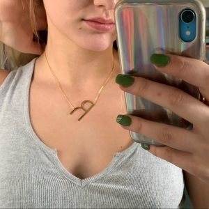Anthropologie R Block Letter Monogram Necklace